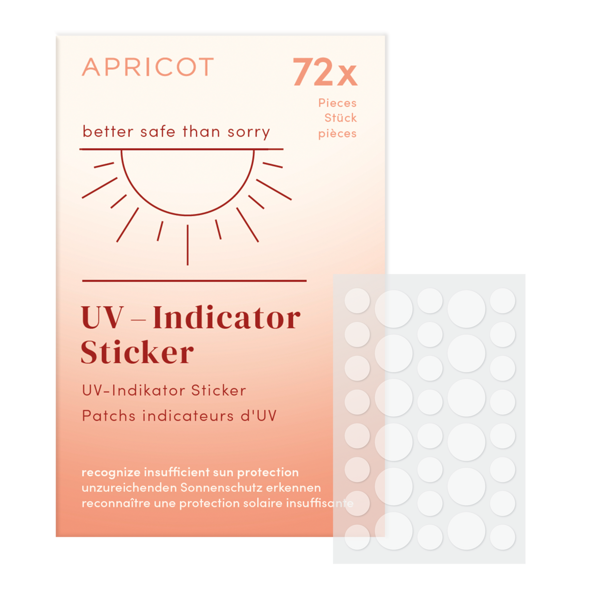 APRICOT UV-indicatorsticker - beter veilig dan genezen - x72